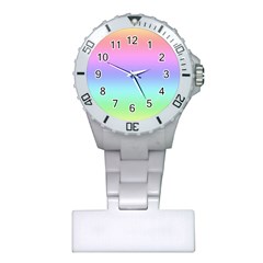 Pastel Rainbow Ombre Gradient Plastic Nurses Watch by SpinnyChairDesigns