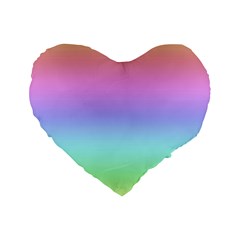 Pastel Rainbow Ombre Gradient Standard 16  Premium Flano Heart Shape Cushions by SpinnyChairDesigns