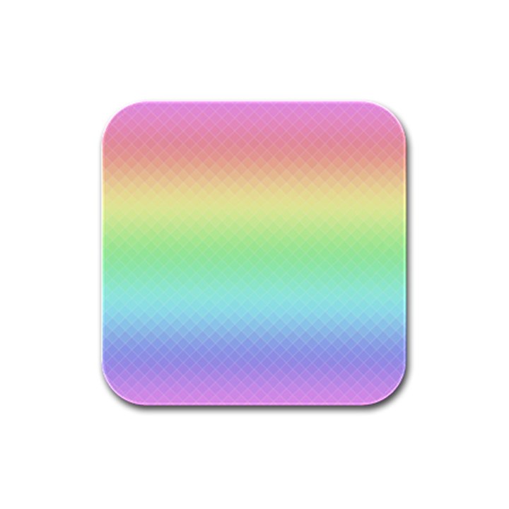 Pastel Rainbow Diamond Pattern Rubber Square Coaster (4 pack) 