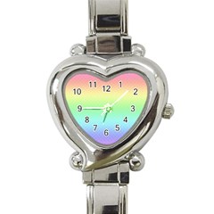 Pastel Rainbow Diamond Pattern Heart Italian Charm Watch by SpinnyChairDesigns