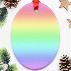 Pastel Rainbow Diamond Pattern Oval Ornament (Two Sides)