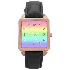 Pastel Rainbow Diamond Pattern Rose Gold Leather Watch  by SpinnyChairDesigns