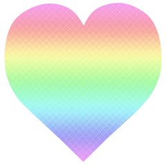 Pastel Rainbow Diamond Pattern Wooden Puzzle Heart by SpinnyChairDesigns