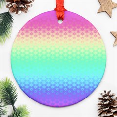 Rainbow Floral Ombre Print Ornament (round) by SpinnyChairDesigns