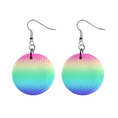 Rainbow Floral Ombre Print Mini Button Earrings by SpinnyChairDesigns