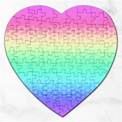 Rainbow Floral Ombre Print Jigsaw Puzzle (heart) by SpinnyChairDesigns