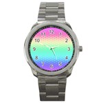 Rainbow Floral Ombre Print Sport Metal Watch Front