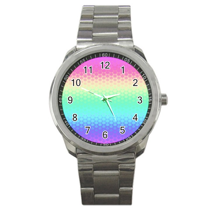 Rainbow Floral Ombre Print Sport Metal Watch