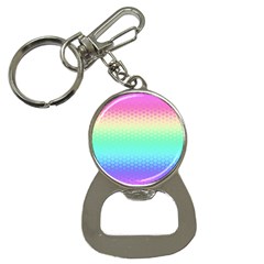 Rainbow Floral Ombre Print Bottle Opener Key Chain by SpinnyChairDesigns