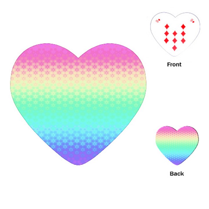 Rainbow Floral Ombre Print Playing Cards Single Design (Heart)