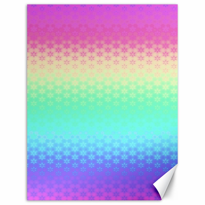 Rainbow Floral Ombre Print Canvas 18  x 24 