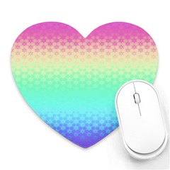 Rainbow Floral Ombre Print Heart Mousepads by SpinnyChairDesigns