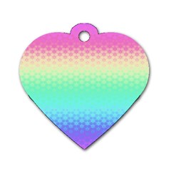 Rainbow Floral Ombre Print Dog Tag Heart (one Side) by SpinnyChairDesigns