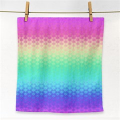 Rainbow Floral Ombre Print Face Towel by SpinnyChairDesigns