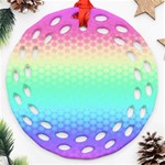 Rainbow Floral Ombre Print Round Filigree Ornament (Two Sides) Front