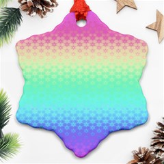 Rainbow Floral Ombre Print Snowflake Ornament (two Sides) by SpinnyChairDesigns