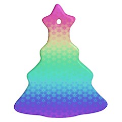 Rainbow Floral Ombre Print Christmas Tree Ornament (two Sides) by SpinnyChairDesigns