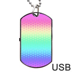 Rainbow Floral Ombre Print Dog Tag Usb Flash (two Sides) by SpinnyChairDesigns