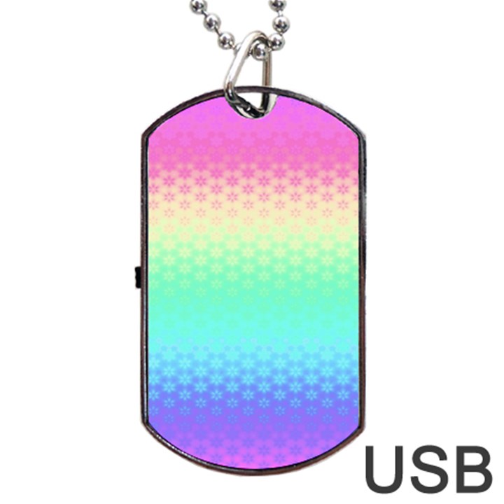 Rainbow Floral Ombre Print Dog Tag USB Flash (Two Sides)