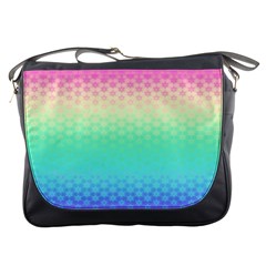 Rainbow Floral Ombre Print Messenger Bag by SpinnyChairDesigns