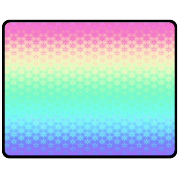 Rainbow Floral Ombre Print Double Sided Fleece Blanket (Medium) 