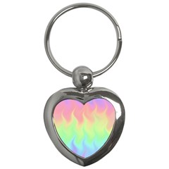 Pastel Rainbow Flame Ombre Key Chain (heart) by SpinnyChairDesigns