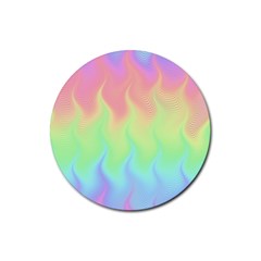 Pastel Rainbow Flame Ombre Rubber Round Coaster (4 Pack)  by SpinnyChairDesigns