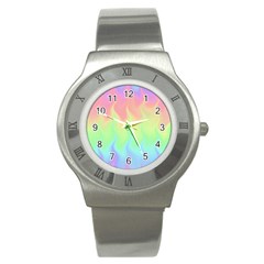 Pastel Rainbow Flame Ombre Stainless Steel Watch by SpinnyChairDesigns