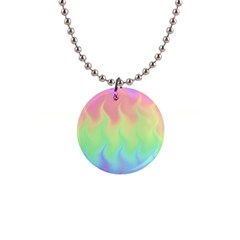 Pastel Rainbow Flame Ombre 1  Button Necklace by SpinnyChairDesigns