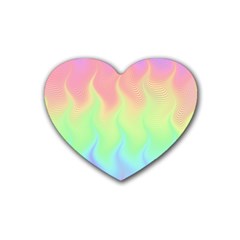 Pastel Rainbow Flame Ombre Heart Coaster (4 Pack)  by SpinnyChairDesigns