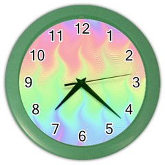 Pastel Rainbow Flame Ombre Color Wall Clock by SpinnyChairDesigns