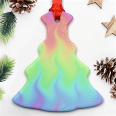 Pastel Rainbow Flame Ombre Christmas Tree Ornament (two Sides) by SpinnyChairDesigns