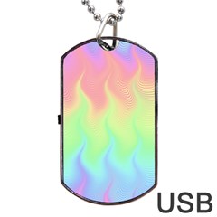 Pastel Rainbow Flame Ombre Dog Tag Usb Flash (one Side) by SpinnyChairDesigns