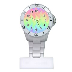 Pastel Rainbow Flame Ombre Plastic Nurses Watch by SpinnyChairDesigns