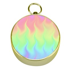 Pastel Rainbow Flame Ombre Gold Compasses by SpinnyChairDesigns