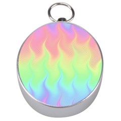 Pastel Rainbow Flame Ombre Silver Compasses by SpinnyChairDesigns