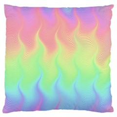 Pastel Rainbow Flame Ombre Large Flano Cushion Case (one Side) by SpinnyChairDesigns