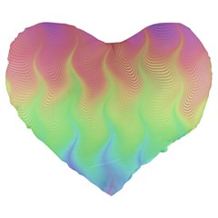 Pastel Rainbow Flame Ombre Large 19  Premium Flano Heart Shape Cushions by SpinnyChairDesigns