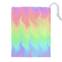 Pastel Rainbow Flame Ombre Drawstring Pouch (5xl) by SpinnyChairDesigns