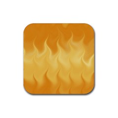 Gold Flame Ombre Rubber Coaster (square)  by SpinnyChairDesigns