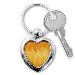 Gold Flame Ombre Key Chain (heart) by SpinnyChairDesigns