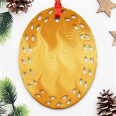 Gold Flame Ombre Oval Filigree Ornament (two Sides) by SpinnyChairDesigns