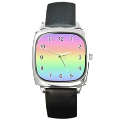 Pastel Rainbow Ombre Square Metal Watch