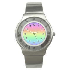 Pastel Rainbow Ombre Stainless Steel Watch by SpinnyChairDesigns