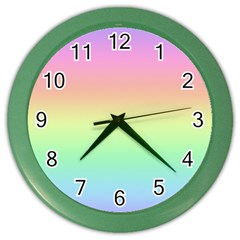 Pastel Rainbow Ombre Color Wall Clock by SpinnyChairDesigns