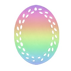 Pastel Rainbow Ombre Oval Filigree Ornament (two Sides) by SpinnyChairDesigns