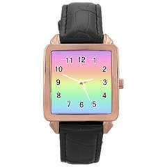 Pastel Rainbow Ombre Rose Gold Leather Watch  by SpinnyChairDesigns