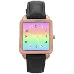 Pastel Rainbow Ombre Rose Gold Leather Watch  Front