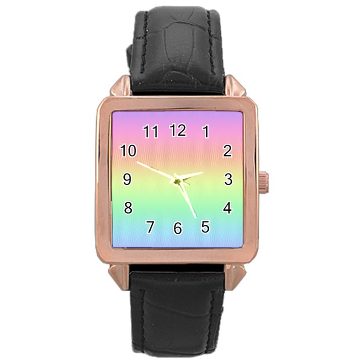 Pastel Rainbow Ombre Rose Gold Leather Watch 