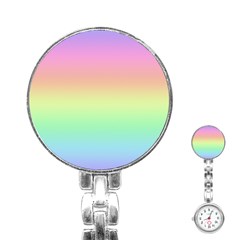 Pastel Rainbow Ombre Stainless Steel Nurses Watch by SpinnyChairDesigns